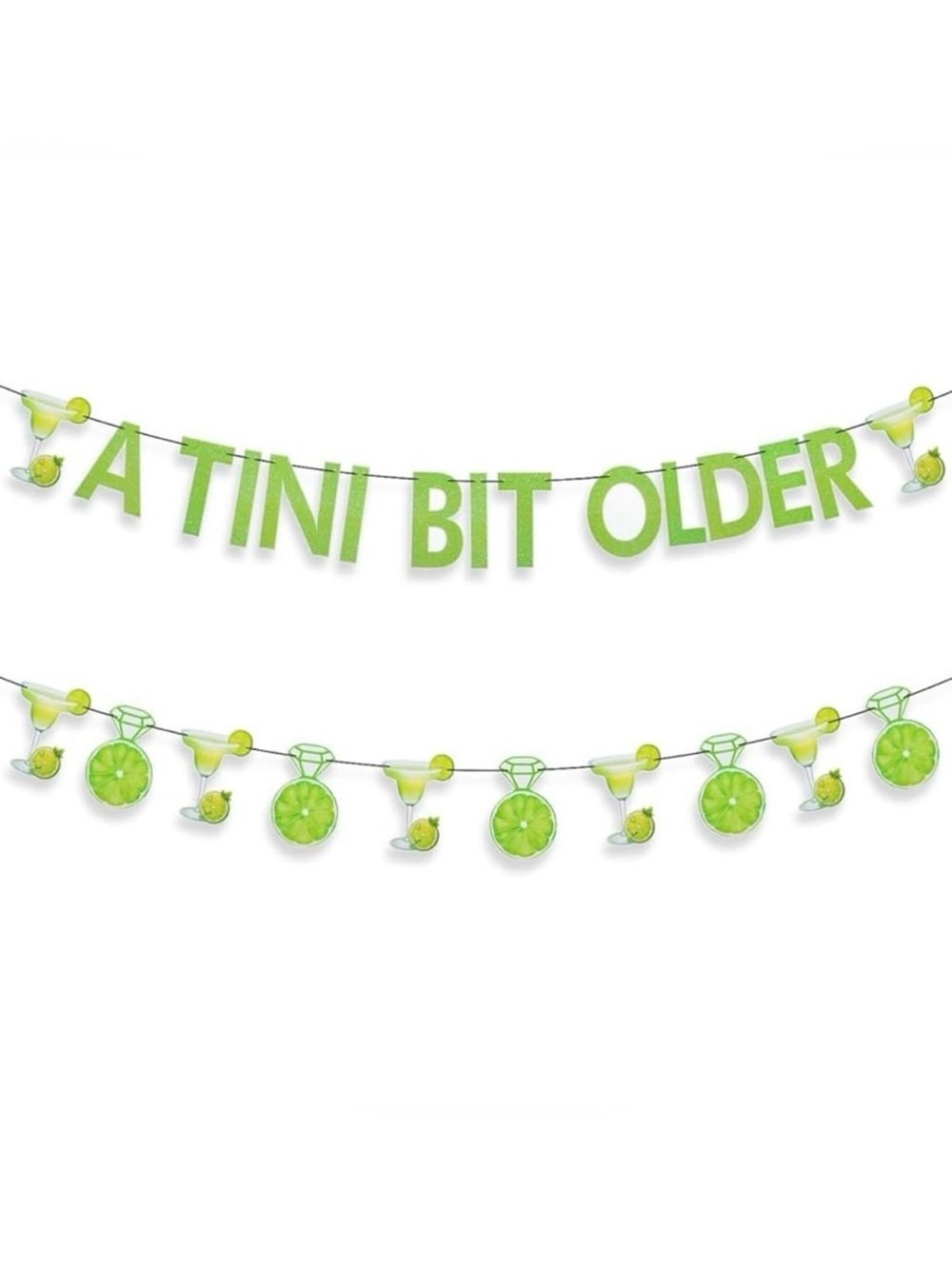"A Tini Bit Older" Lime Green birthday Party Banner Margaritas  Coquette